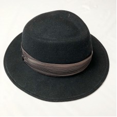 Vintage Lancaster Mujer&apos;s Fedora Hat Black Wool Size 7 22"   eb-05749353